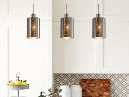 Espejo interior Bar Pendant Light 3Lt in Chrome or Rose Gold Glass with Dotted Effect Online now