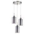 Espejo interior Pendant Light 3Lt in Chrome or Rose Gold Glass with Line Effect Fashion