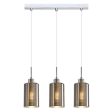 Espejo interior Bar Pendant Light 3Lt in Chrome or Rose Gold Glass with Line Effect Online Sale