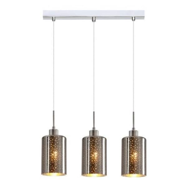 Espejo interior Bar Pendant Light 3Lt in Chrome or Rose Gold Glass with Dotted Effect Online now