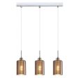 Espejo interior Bar Pendant Light 3Lt in Chrome or Rose Gold Glass with Line Effect Online Sale