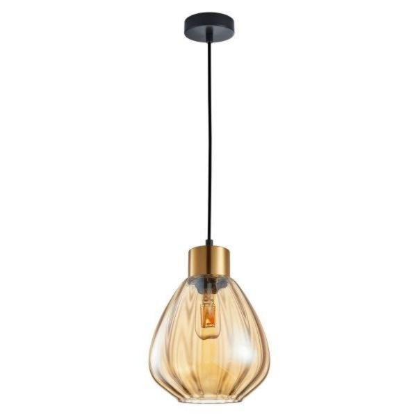 Tulip interior Glass Ribbed Pendant Light in Bronze Amber or Smoke Wine For Cheap