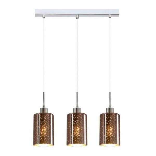 Espejo interior Bar Pendant Light 3Lt in Chrome or Rose Gold Glass with Dotted Effect Online now