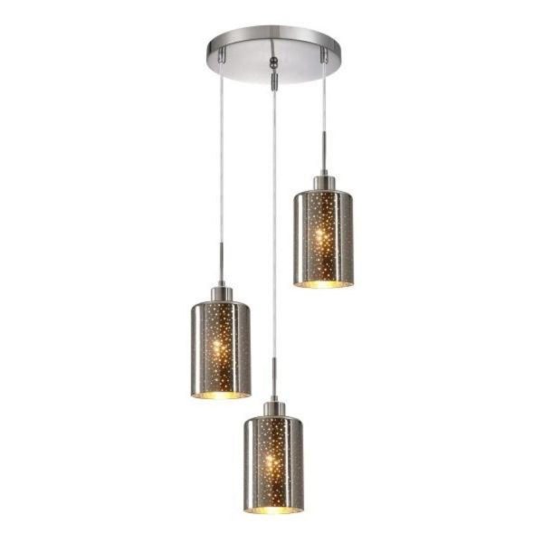 Espejo interior Pendant Light 3Lt in Chrome or Rose Gold Glass with Dotted Effect on Sale